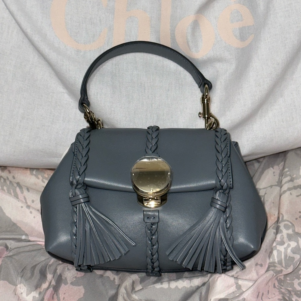 NWT Chloe Penelope Mini Shoulder Top Handle Bag Storm Blue